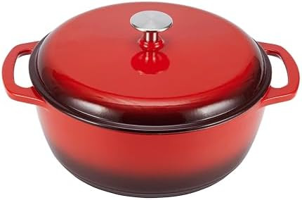 Amazon Basics Cast Iron Dutch Oven Pot with Lid, Enameled, Round, Dual Handles, Heavy-Duty, Mediu... | Amazon (US)