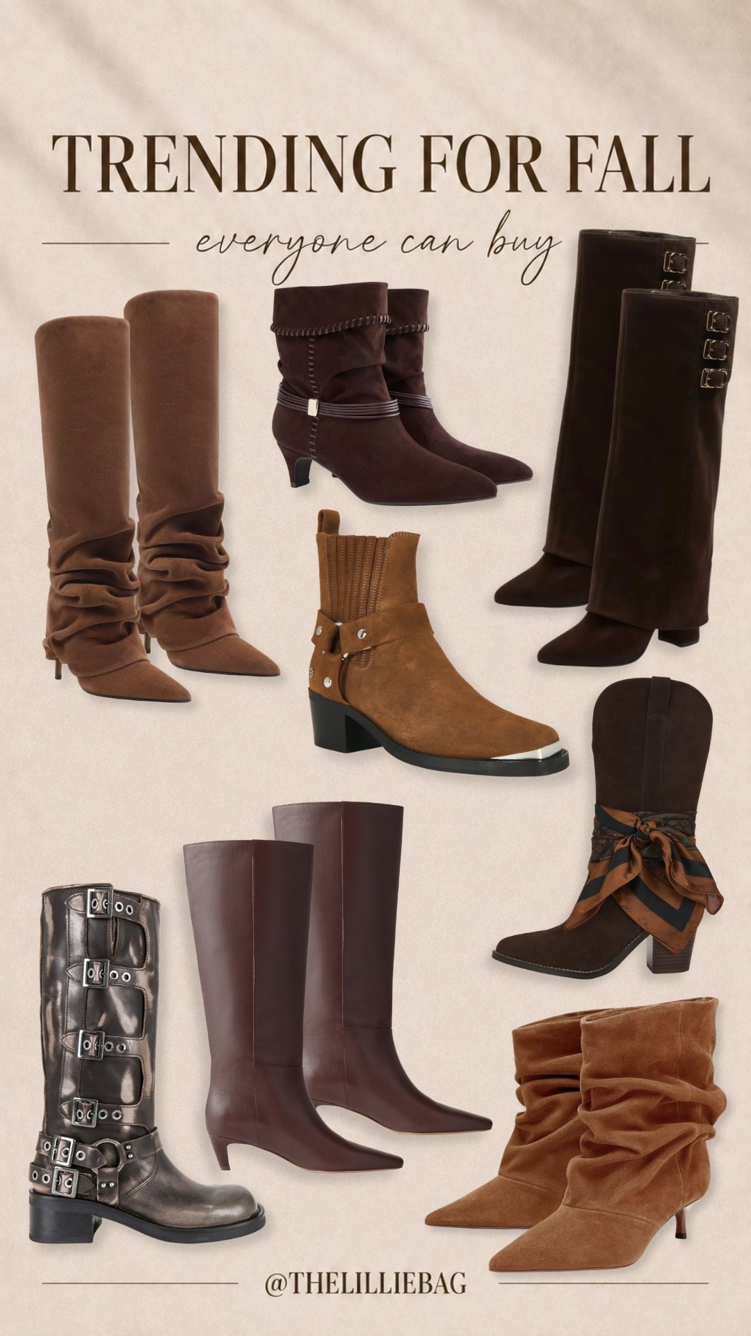 Boot season is officially here 🤎 These are the styles I’m seeing EVERYWHERE for fall — rich chocolate brown, slouchy suede, sleek knee-highs, kitten heels + edgy buckle details. Such an easy way to make your denim, dresses + everyday basics feel instantly more current. Which pair are you grabbing?! 👢

fall boots 2026, fall shoe trends, trending boots for women, brown boots, chocolate brown boots, suede boots, knee high boots, slouchy boots, ankle boots, kitten heel boots, moto boots, fall fashion trends, women’s fall shoes, fall outfit ideas

#LTKSeasonal #LTKootd