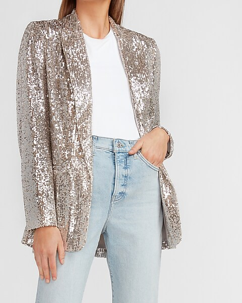 Sequin Boyfriend Blazer | Express