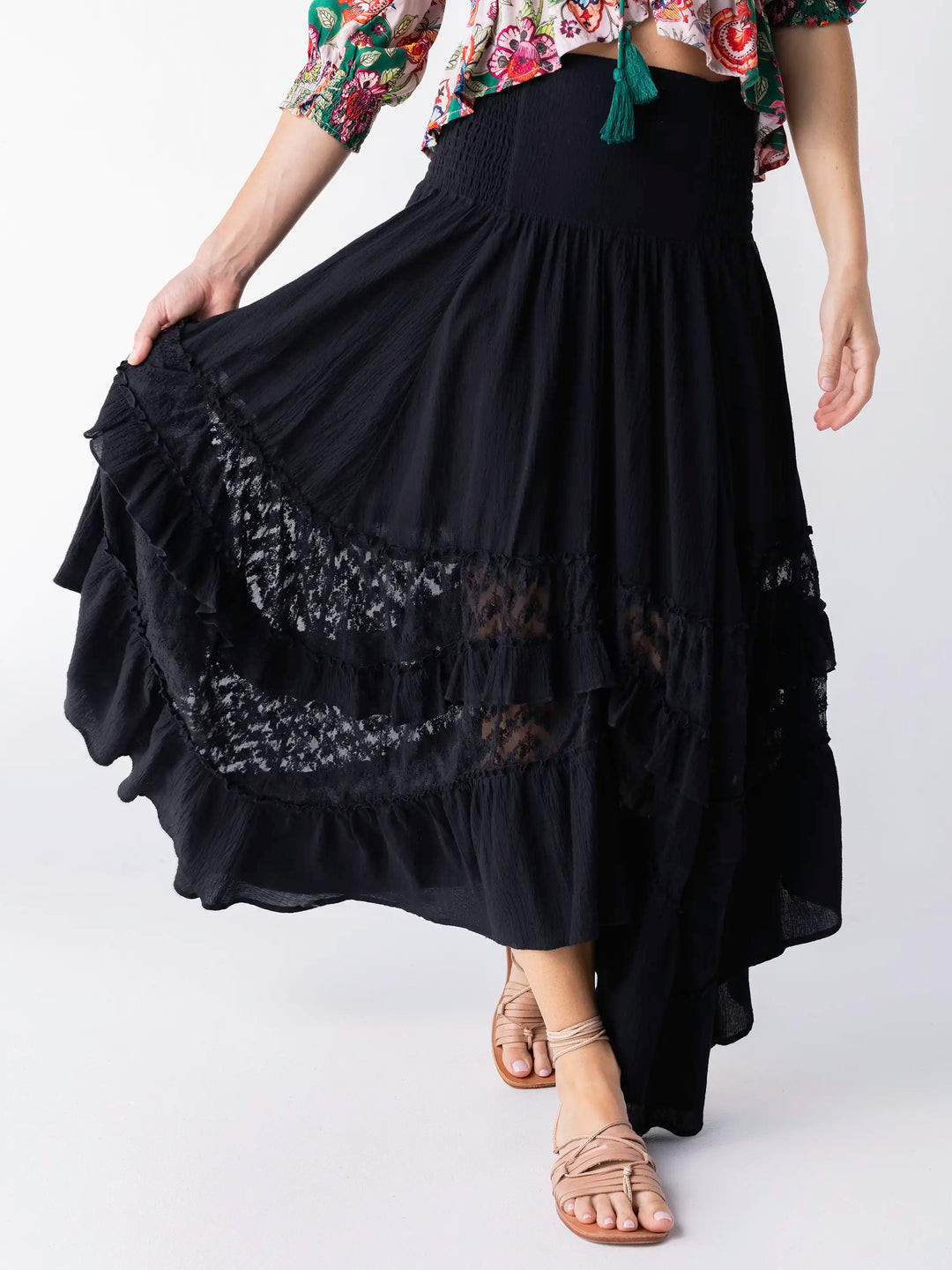 Feelin' Alive Lace Midi Skirt - Black | Natural Life