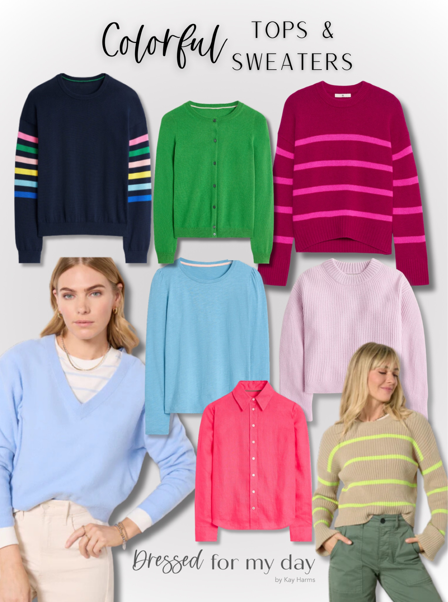 Get your early spring wardrobe ready with these colorful tops & sweaters. A pop of color is the perfect way to get you ready and excited for spring!🩷🌸💛 

#LTKStyleTip #LTKU #LTKOver40