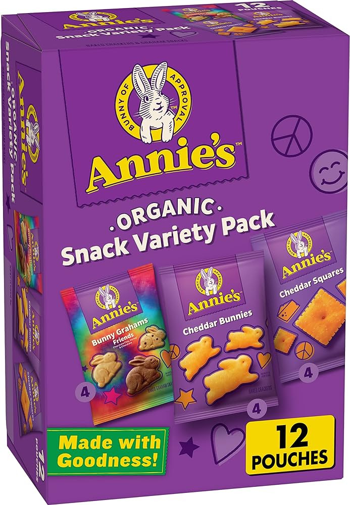 Amazon.com: Annie's Organic Variety Pack, Cheddar Bunnies, Bunny Grahams & Cheddar Squares, 12 Po... | Amazon (US)