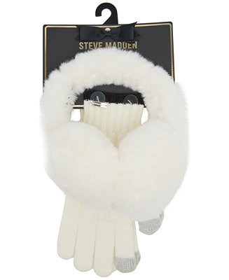 Steve Madden Women's Earmuffs and Gloves Set, 2-Piece - Macy's | Macy's