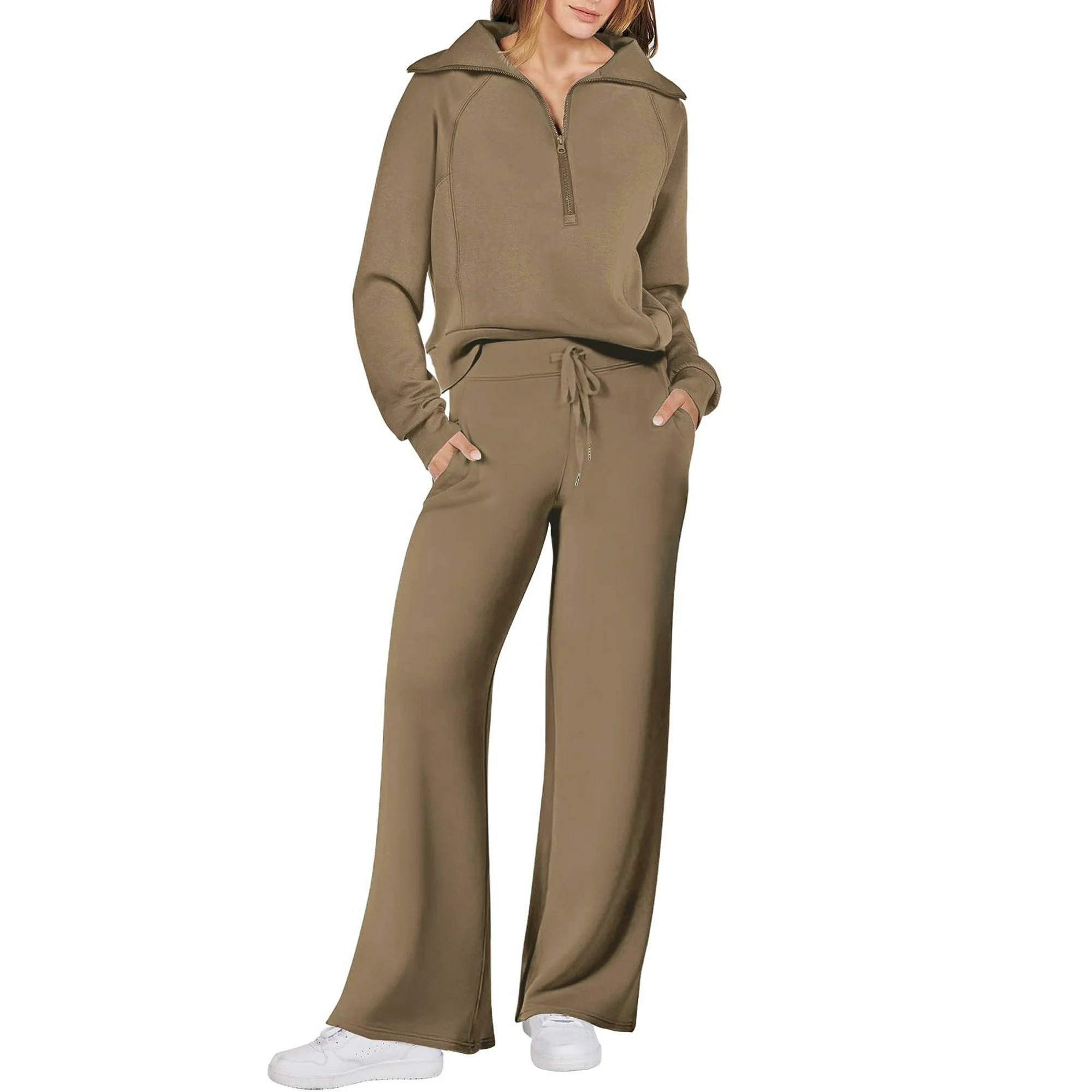 UVN Outfit Sets for Women 2 Piece Sets Winter Casual Tracksuit Long Sleeve Lounge Set Outfits wit... | Walmart (US)