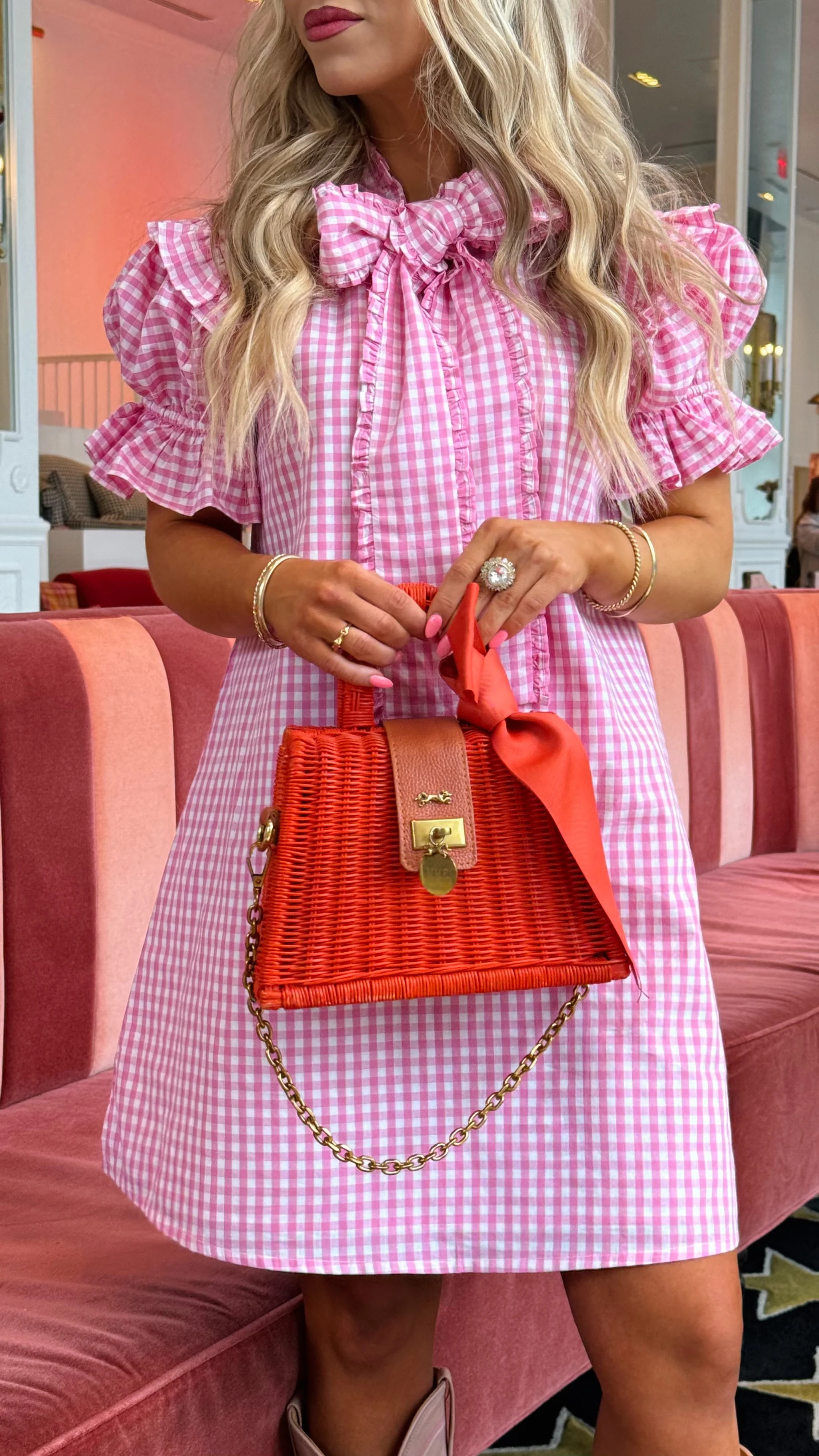 Josie shift dress in hot pink gingham | Elizabeth Wilson Designs