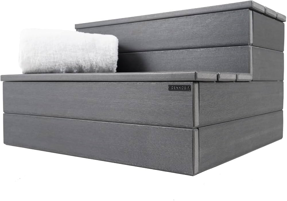 Hot Tub Steps - Wood-Looking Plastic, 100% Waterproof, Gray Non-Slip, Heavy Duty Outdoor Spa Stai... | Amazon (US)