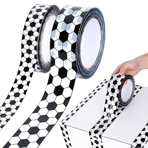 JarThenaAMCS 220 Yards Soccer Packaging Tape Black White Decorative Soccer Printed Packing Tape A... | Amazon (US)