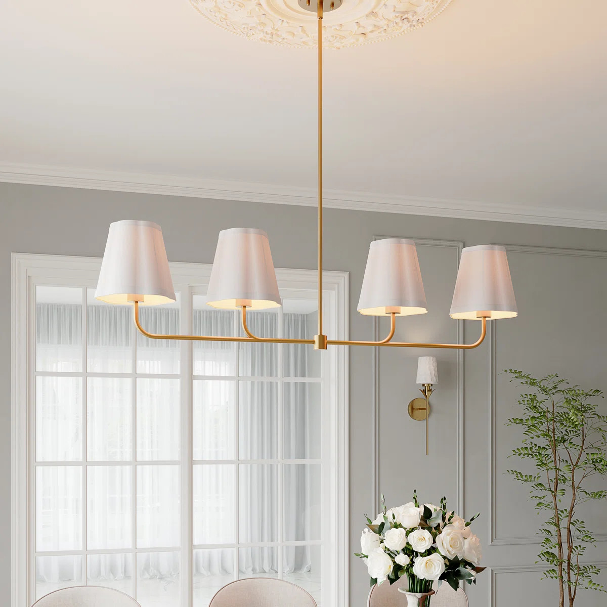 Cerilen 4 - Light Dimmable Gold Linear Chandelier Kitchen Island Chandelier | Wayfair North America