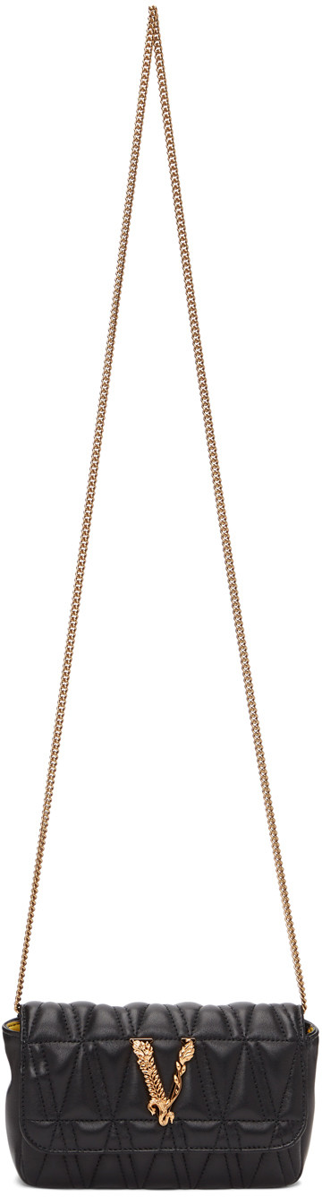 Black Quilted Virtus Chain Shoulder Bag | SSENSE