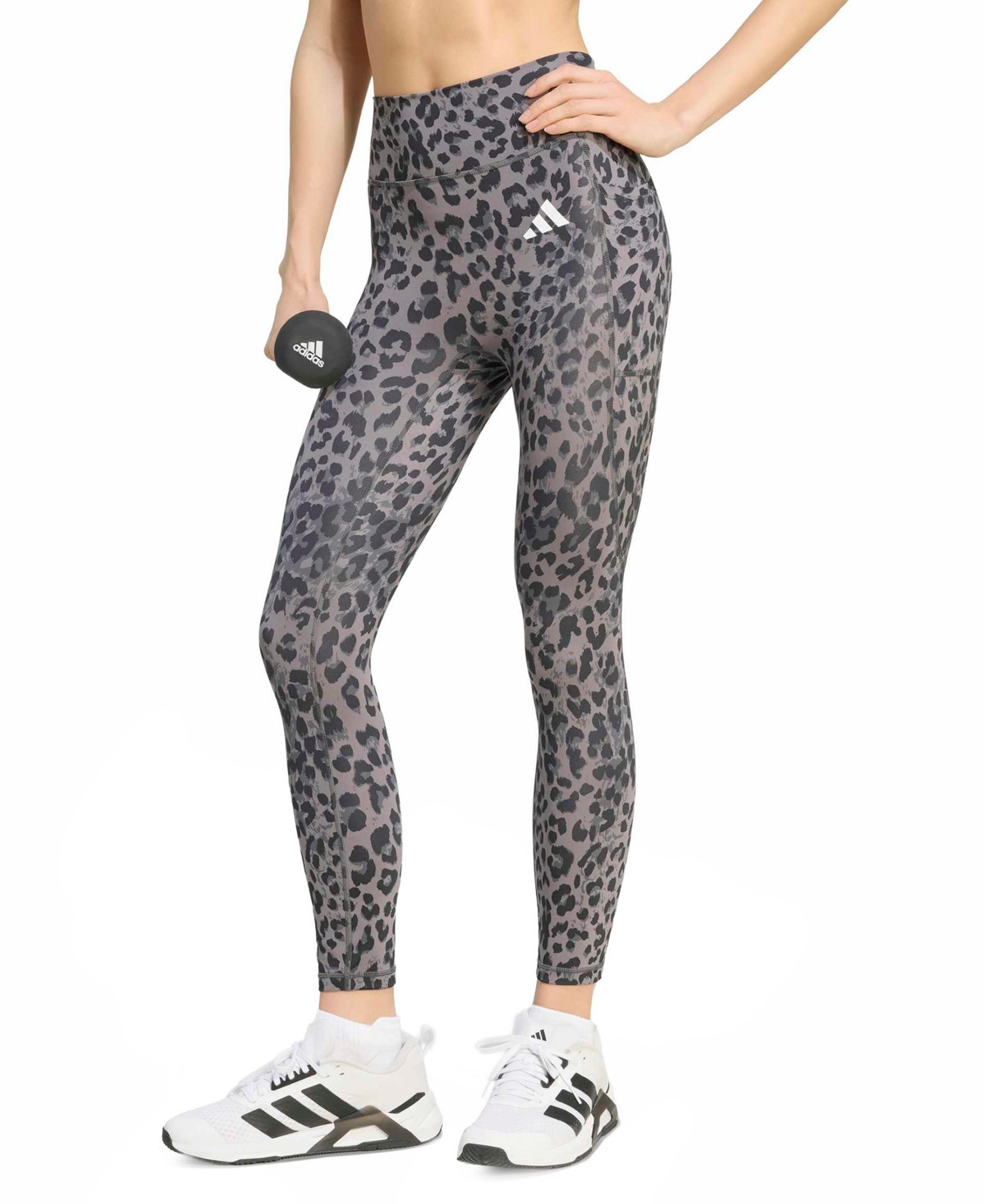 adidas Women's Optime Essential Workout 7/8 Leggings - Grey Four/grey Six/black | Macy's