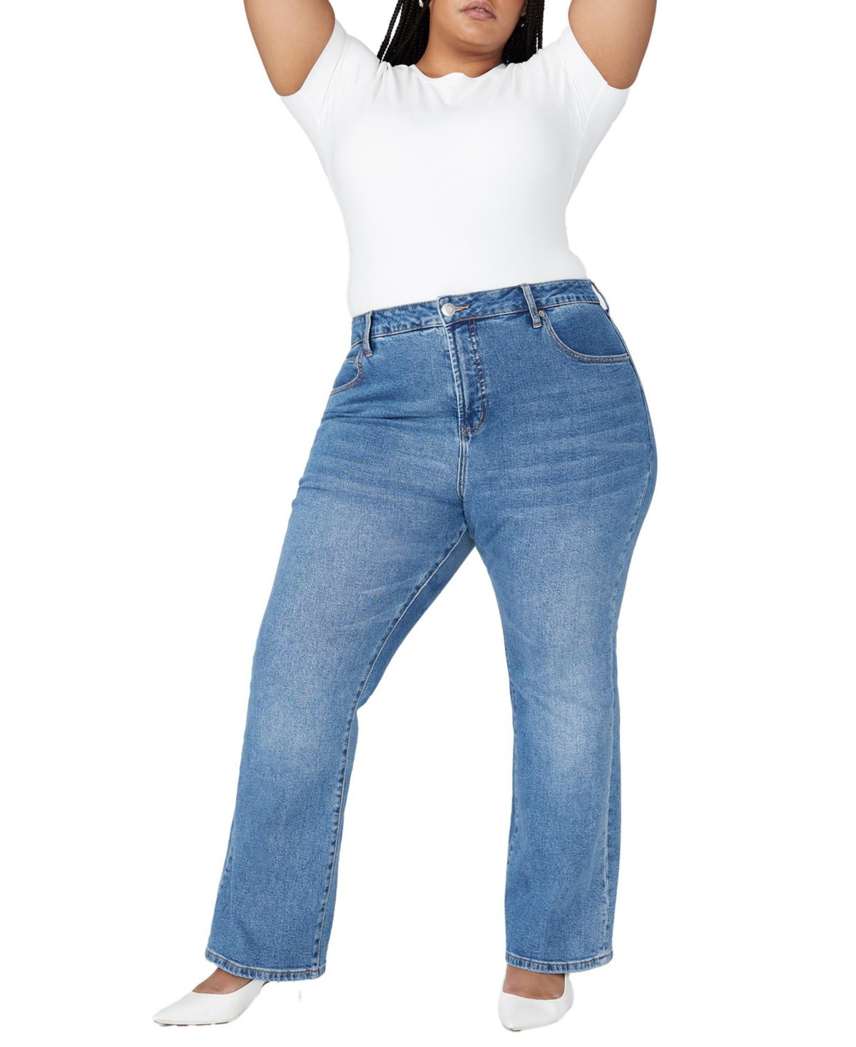 Eloquii Women's Plus Size The Flare Leg Jean - Medium wash denim | Macy's