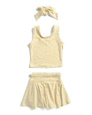 Girls 2pc Lettuce Edge Tank And Skort Set With Scrunchie | TJ Maxx