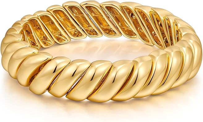 FAMARINE Gold Silver Chunky Bangle Bracelet for Women Men | Amazon (US)