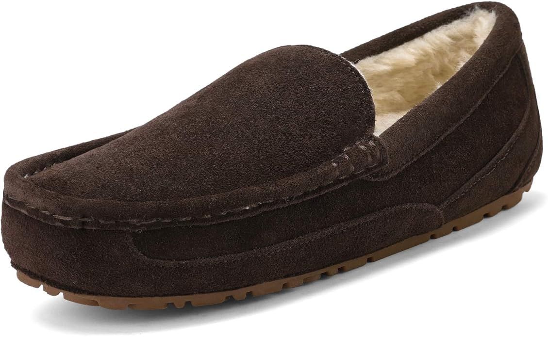 DREAM PAIRS Men's House Slippers Moccasin Indoor Outdoor Fuzzy Furry Loafers Suede Leather Warm C... | Amazon (US)