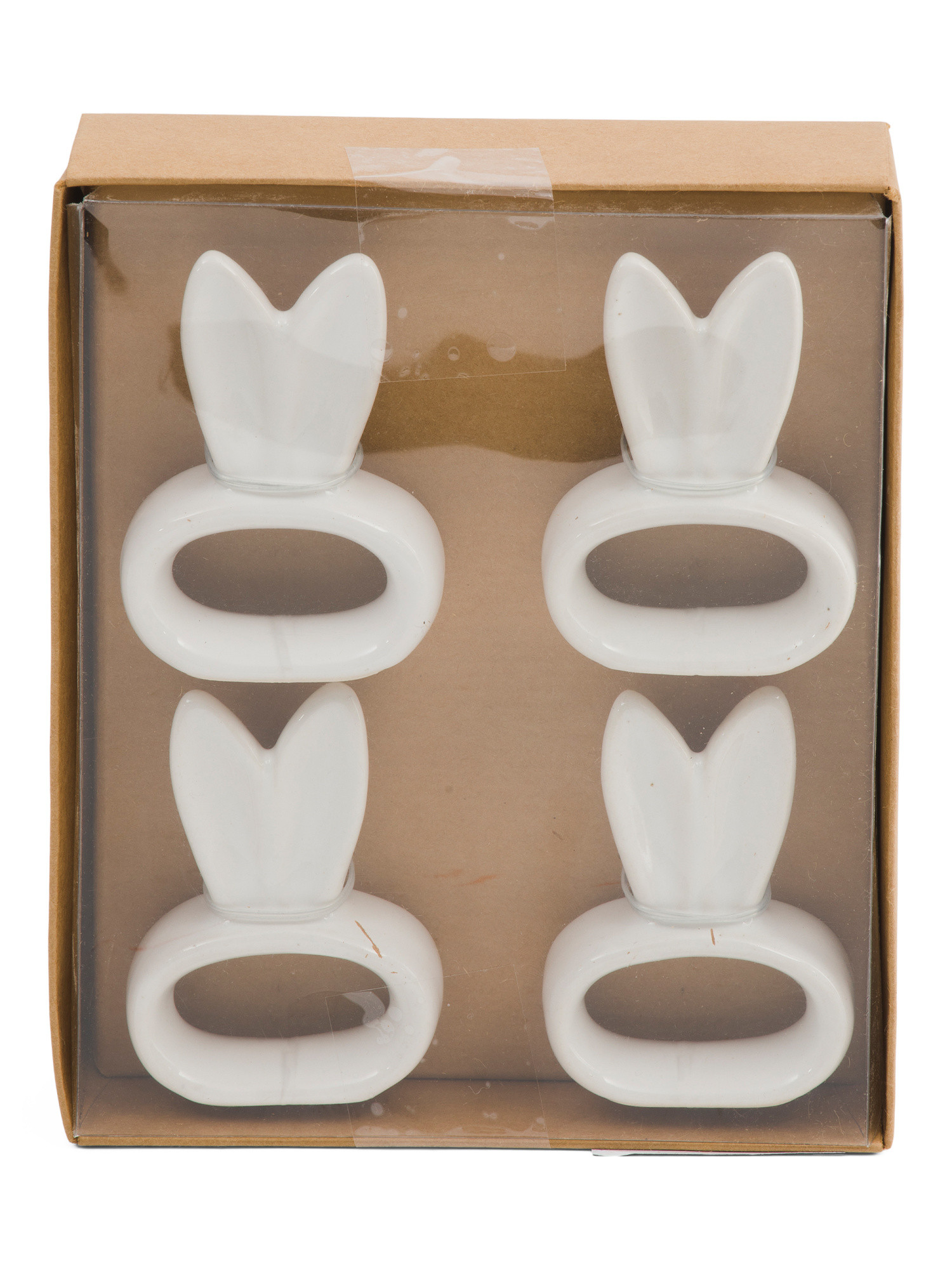 Set Of 4 Ceramic Bunny Ears Napkin Rings | TJ Maxx