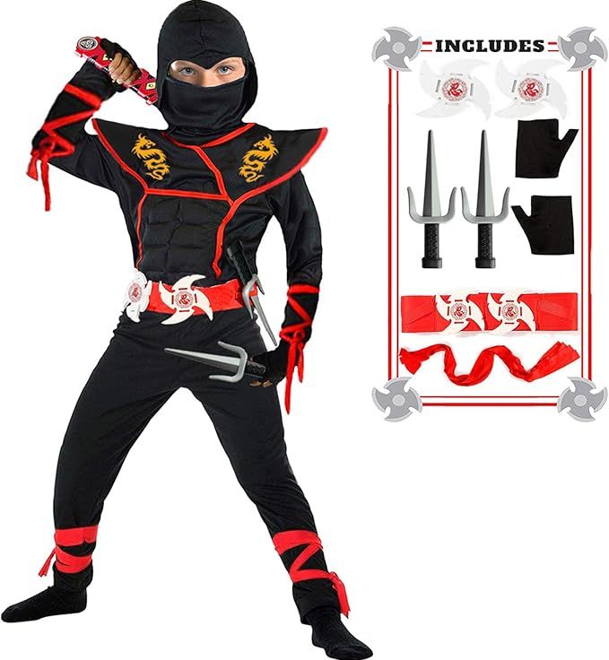Ninja Costume Boy Halloween Kids Costume Boy Ninja Muscle Costume With Ninja Foam Accessories Bes... | Amazon (US)
