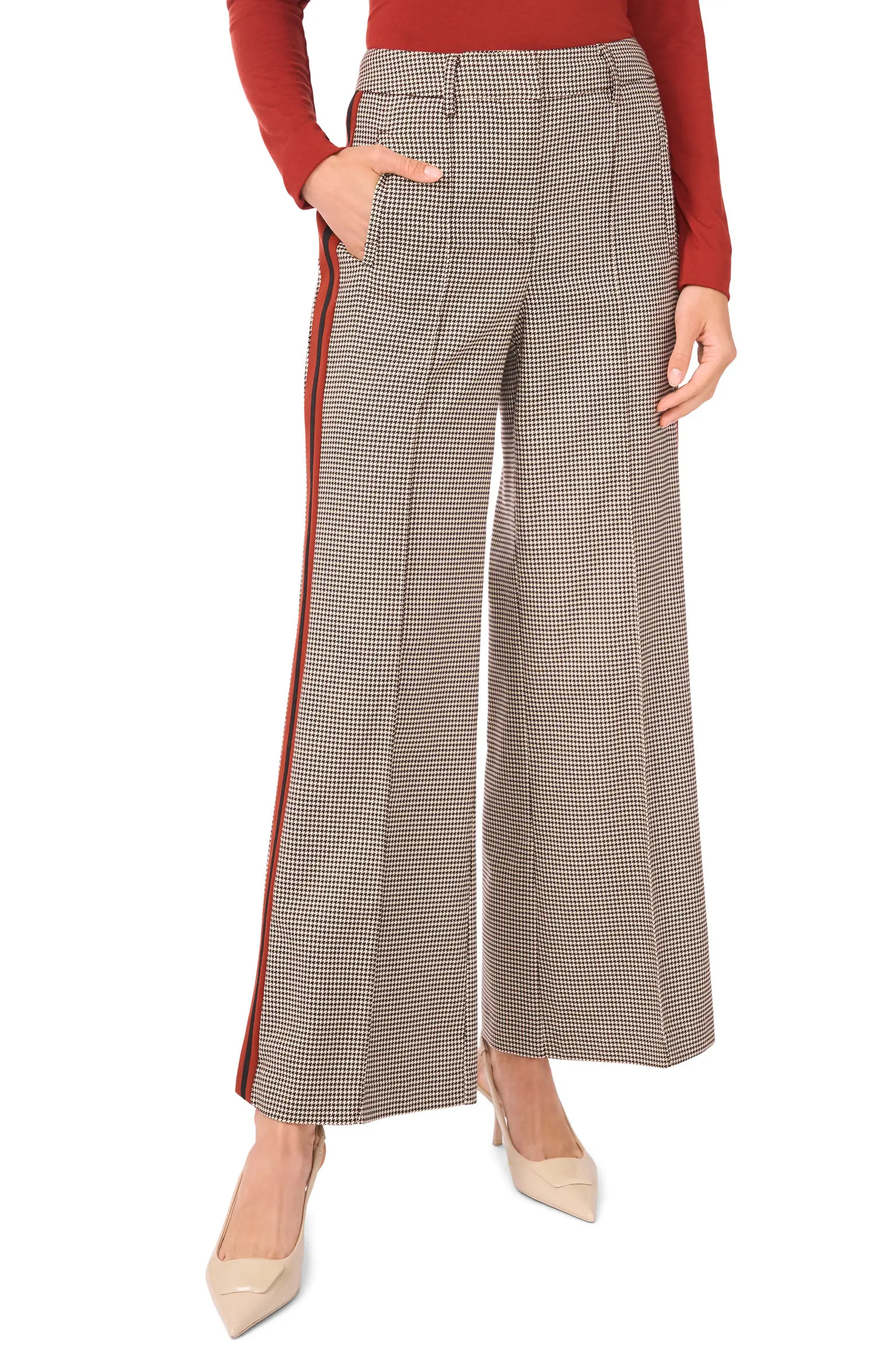 Halogen® Side Stripe Houndstooth Pants | Nordstrom | Nordstrom
