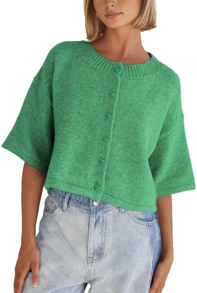 Springrain Cardigan Sweaters for Women Lightweight Knit Cropped Cardigan Button Up Solid Knitwear | Amazon (US)