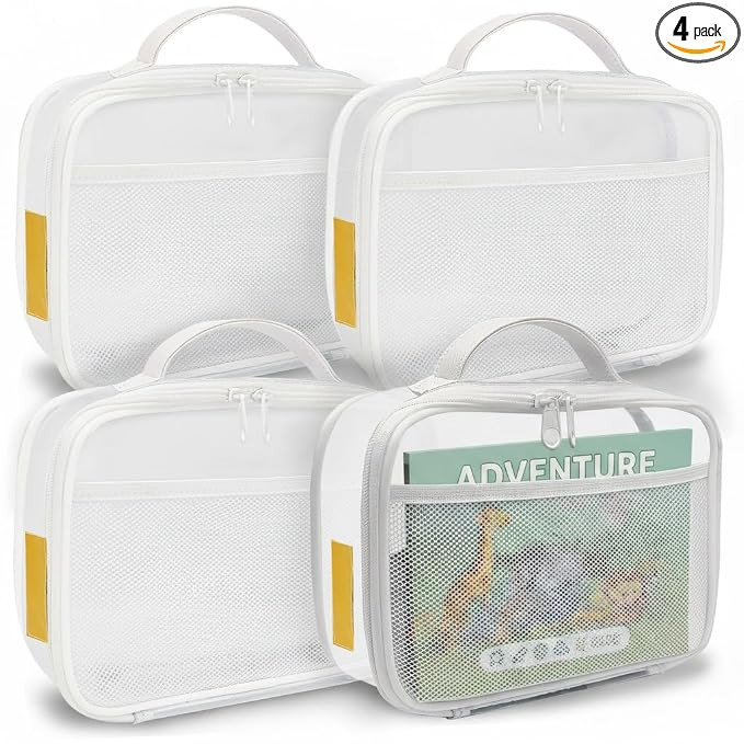 4 Packs PVC Toy Storage Organizer with Zipper, Name Tag & Manual Pocket, Clear Durable Case for B... | Amazon (US)