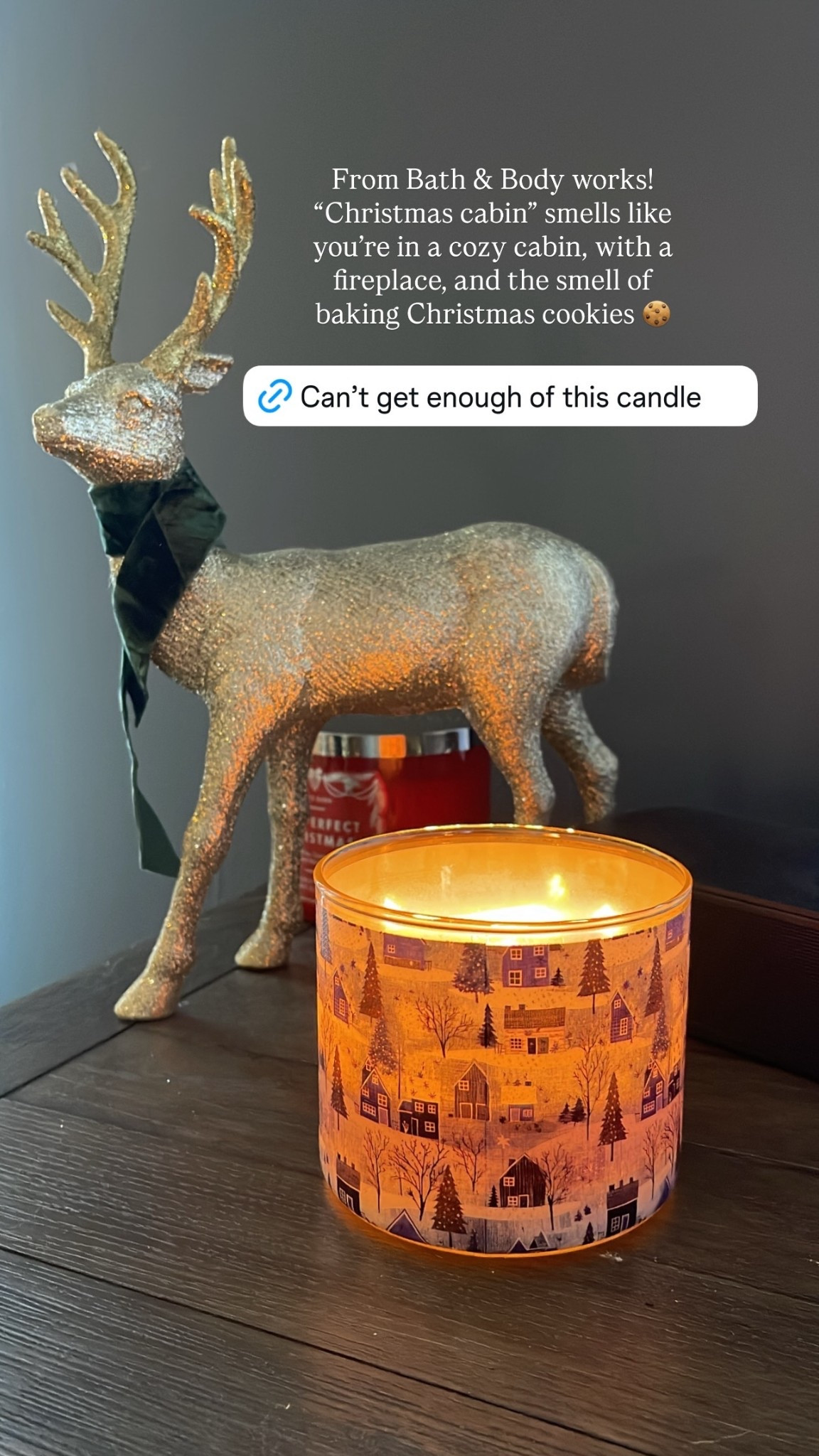 From Bath & Body works! “Christmas cabin” smells like you’re in a cozy cabin, with a fireplace, and the smell of baking Christmas cookies 🍪

#LTKSeasonal #LTKHoliday #LTKHome