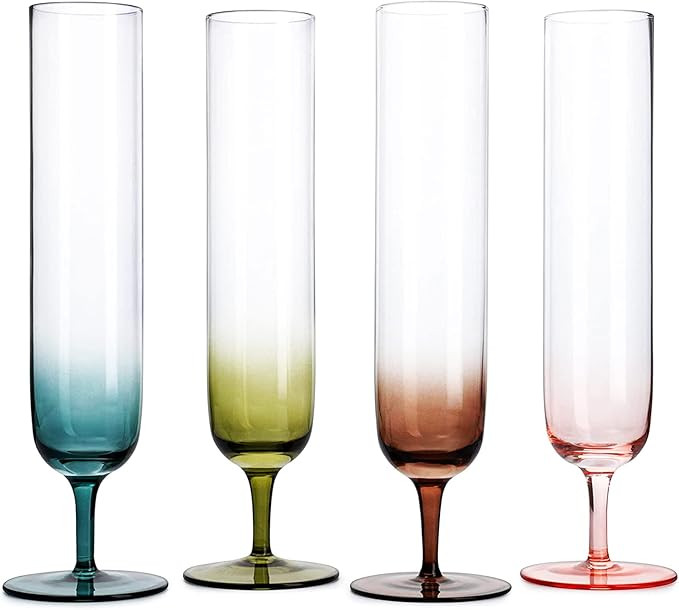 Khen - Colored Muted Colored Glasses - Water & Wine | Set of 4 | Pastel Muted Crystal Glassware, ... | Amazon (US)