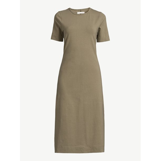 Free Assembly Women's Fit And Flare Midi T-Shirt Dress - Walmart.com | Walmart (US)