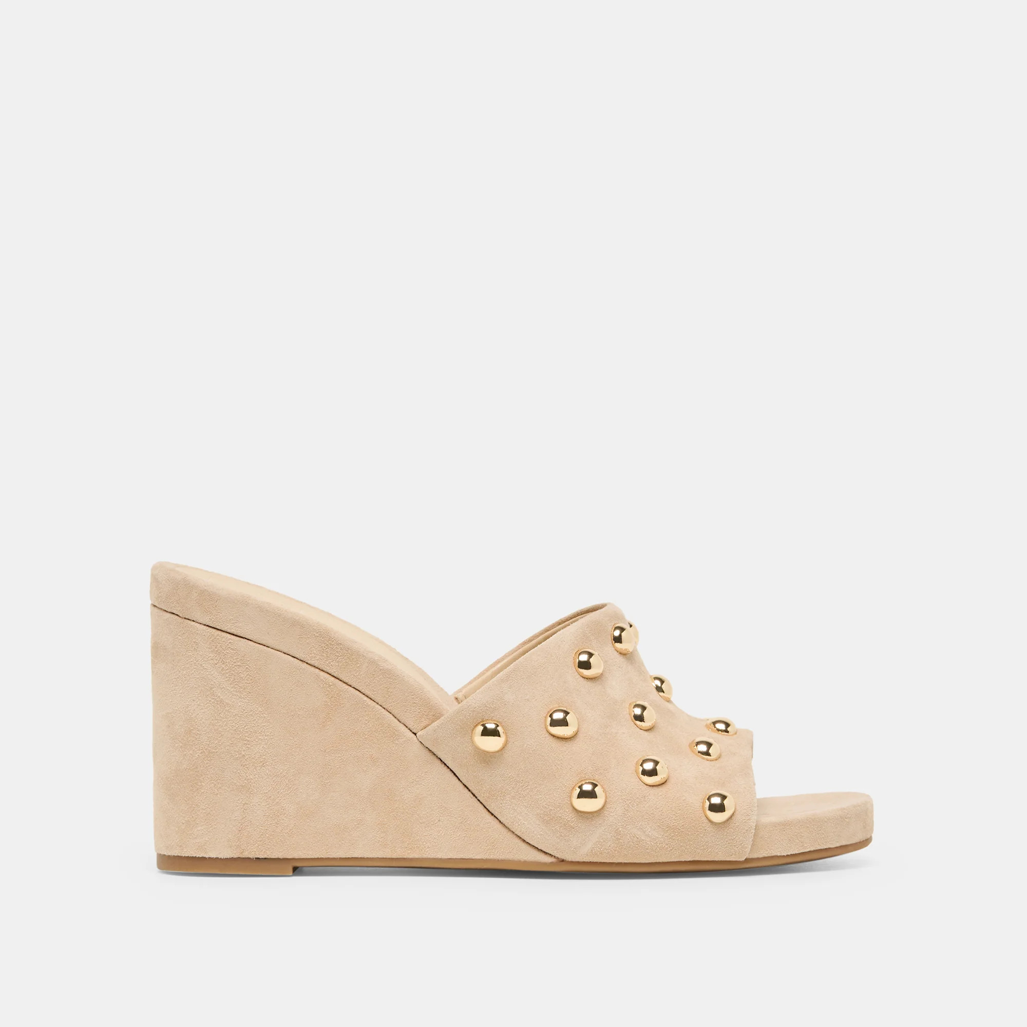 Holta Stud Wedges Camel Suede | DolceVita.com