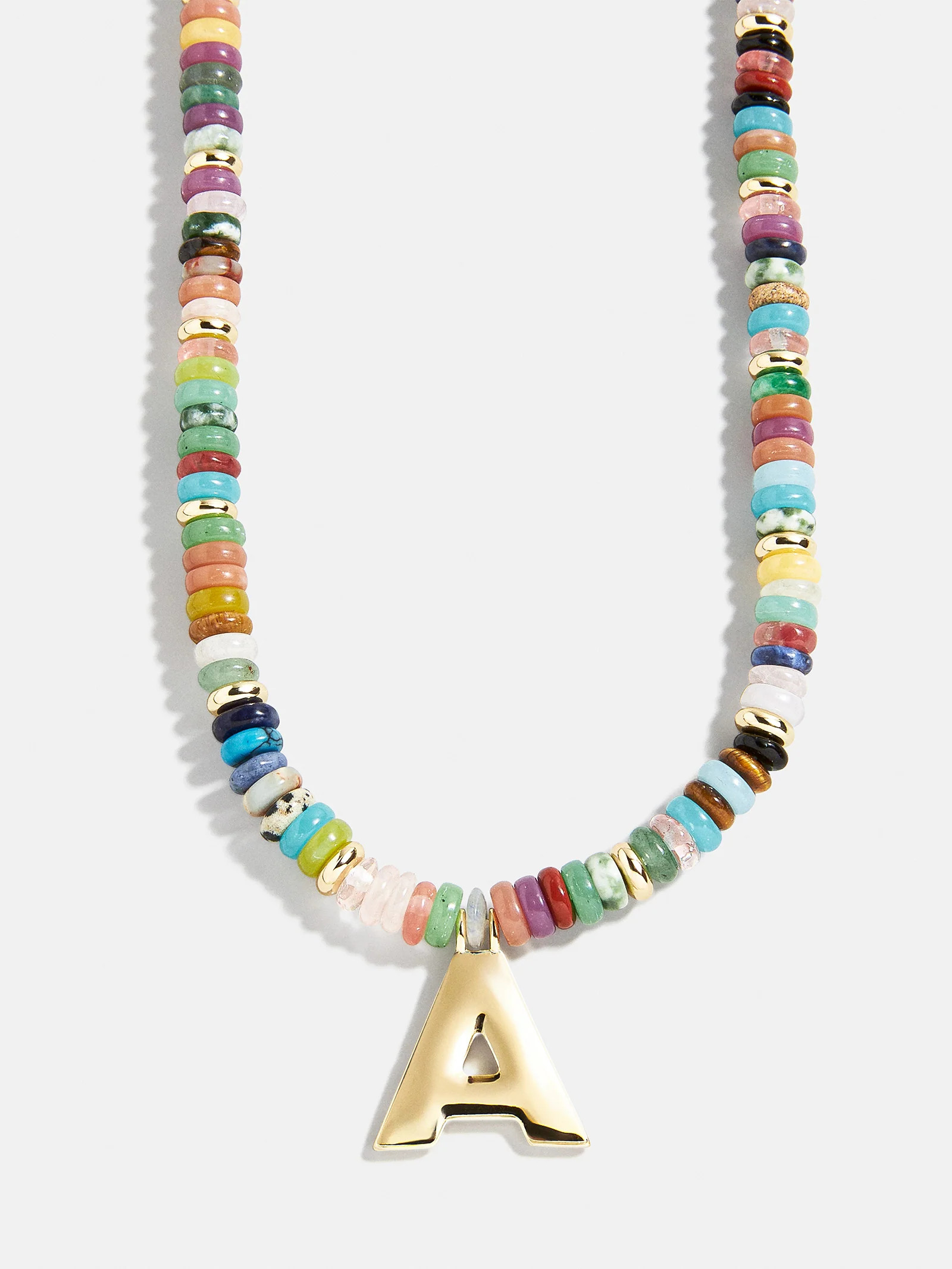 Semi-Precious Block Initial Necklace - Multi/Gold | BaubleBar