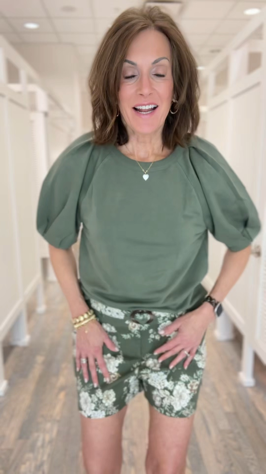 Pleated puff sleeve top - large 
Floral trouser shorts- size 8

Vacation style 
Spring style 
Vacation styles 

#LTKSaleAlert #LTKTall #LTKMidsize