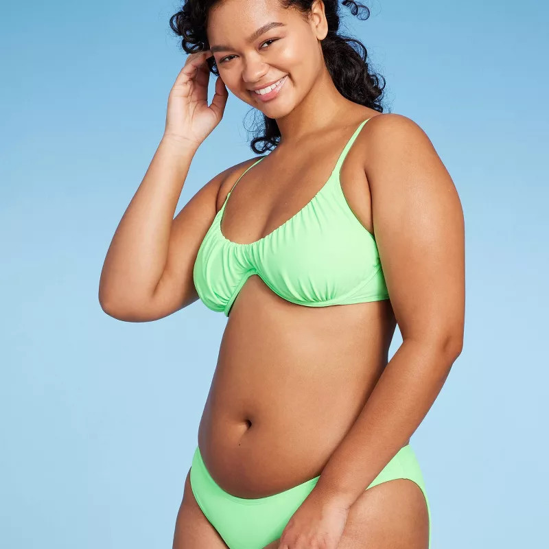Women's Shirred Underwire Bikini Top - Wild Fable™ Light Green | Target