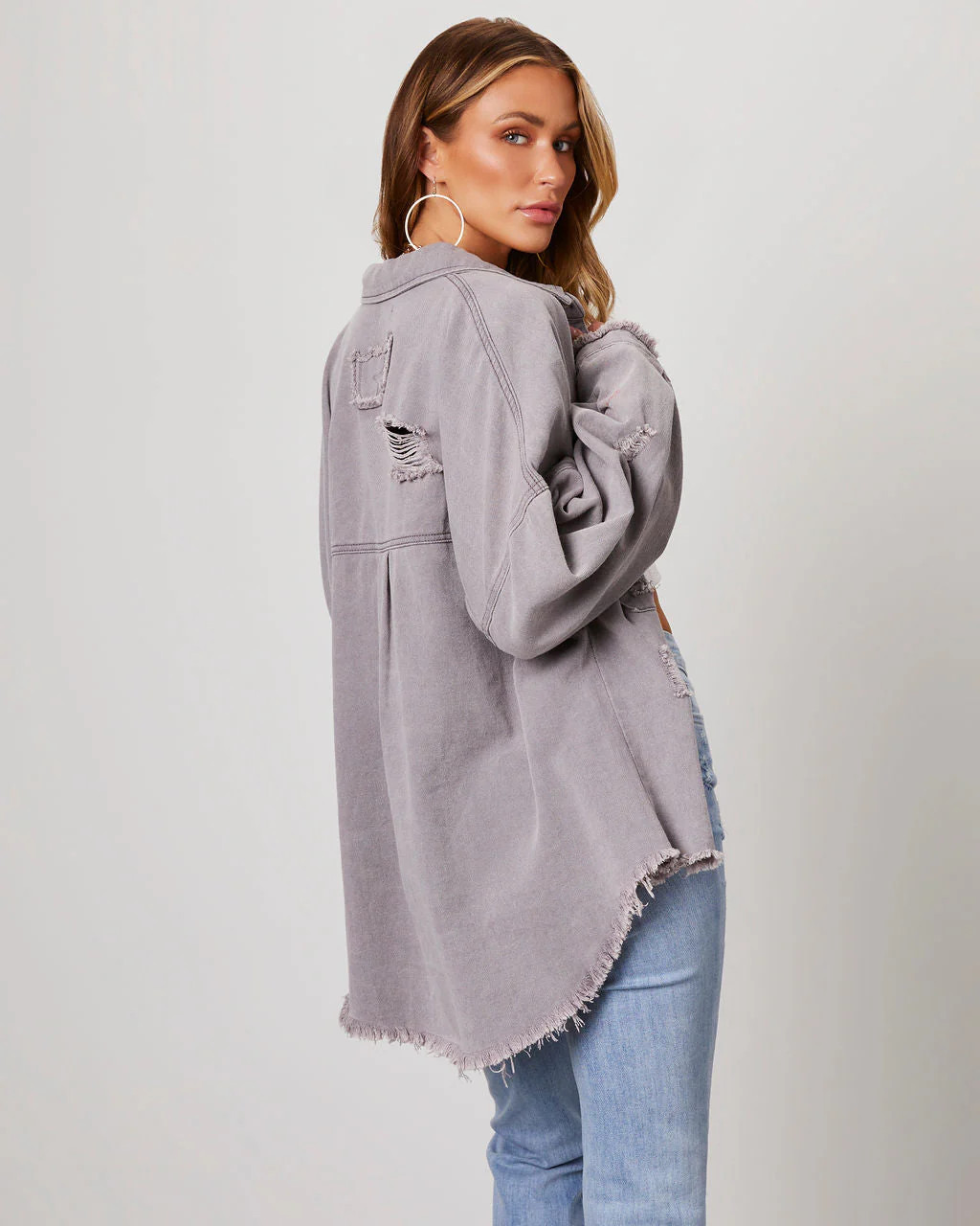 Thinking Out Loud Cotton Distressed Denim Jacket | VICI