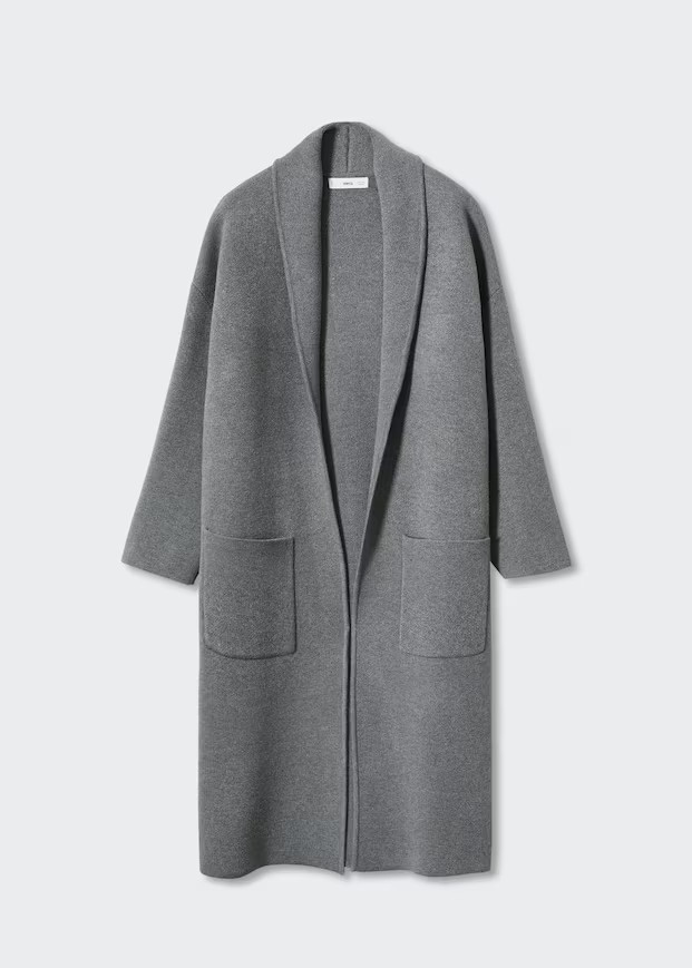 Oversized knitted coat with pockets | MANGO (US)