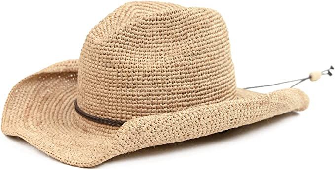 San Diego Hat Company Women's Crocheted Raffia Cowboy Hat,Natural,One Size | Amazon (US)