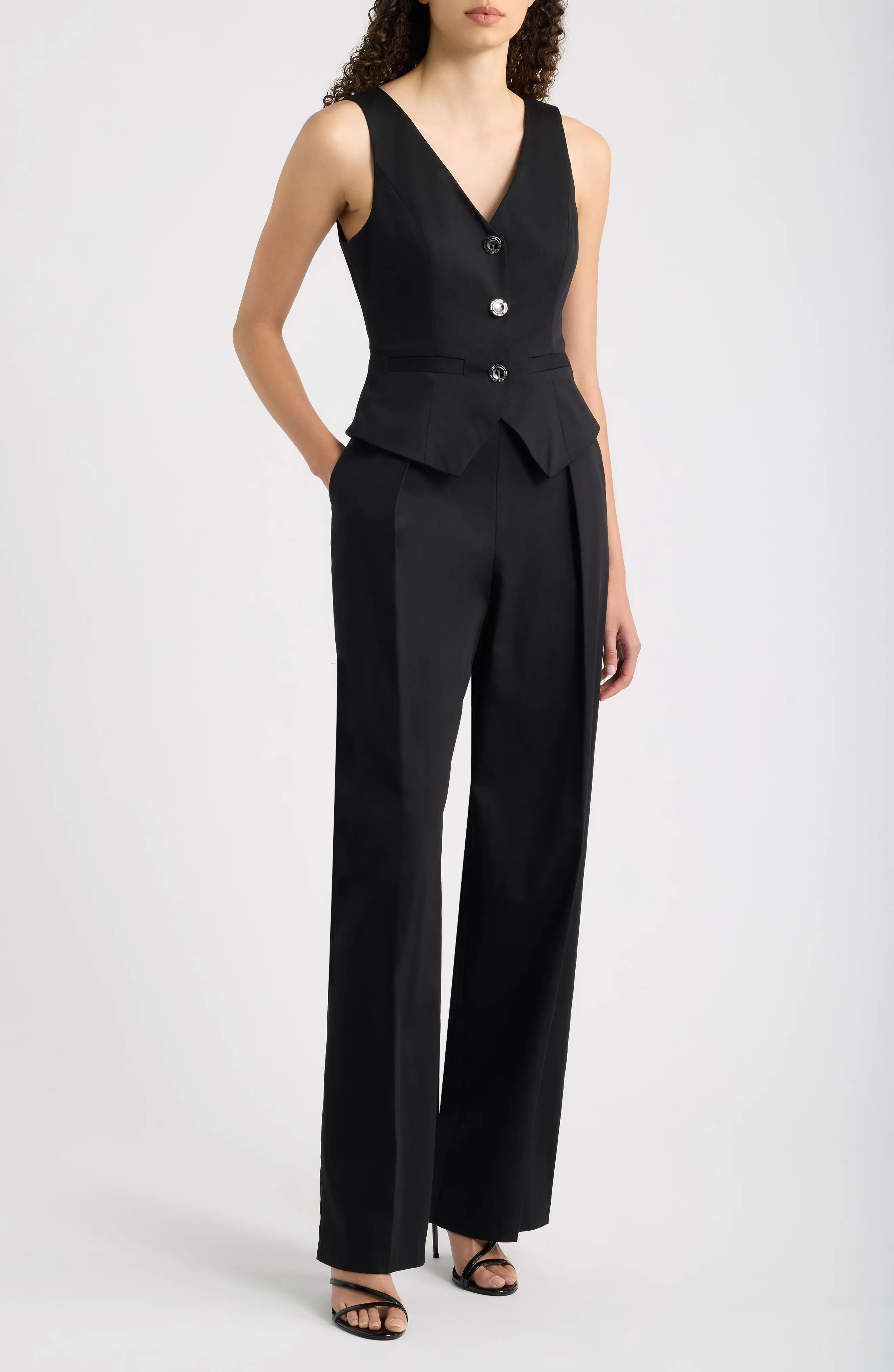 Black Halo Matias Sleeveless Stretch Cotton Jumpsuit (Women) | Nordstrom | Nordstrom