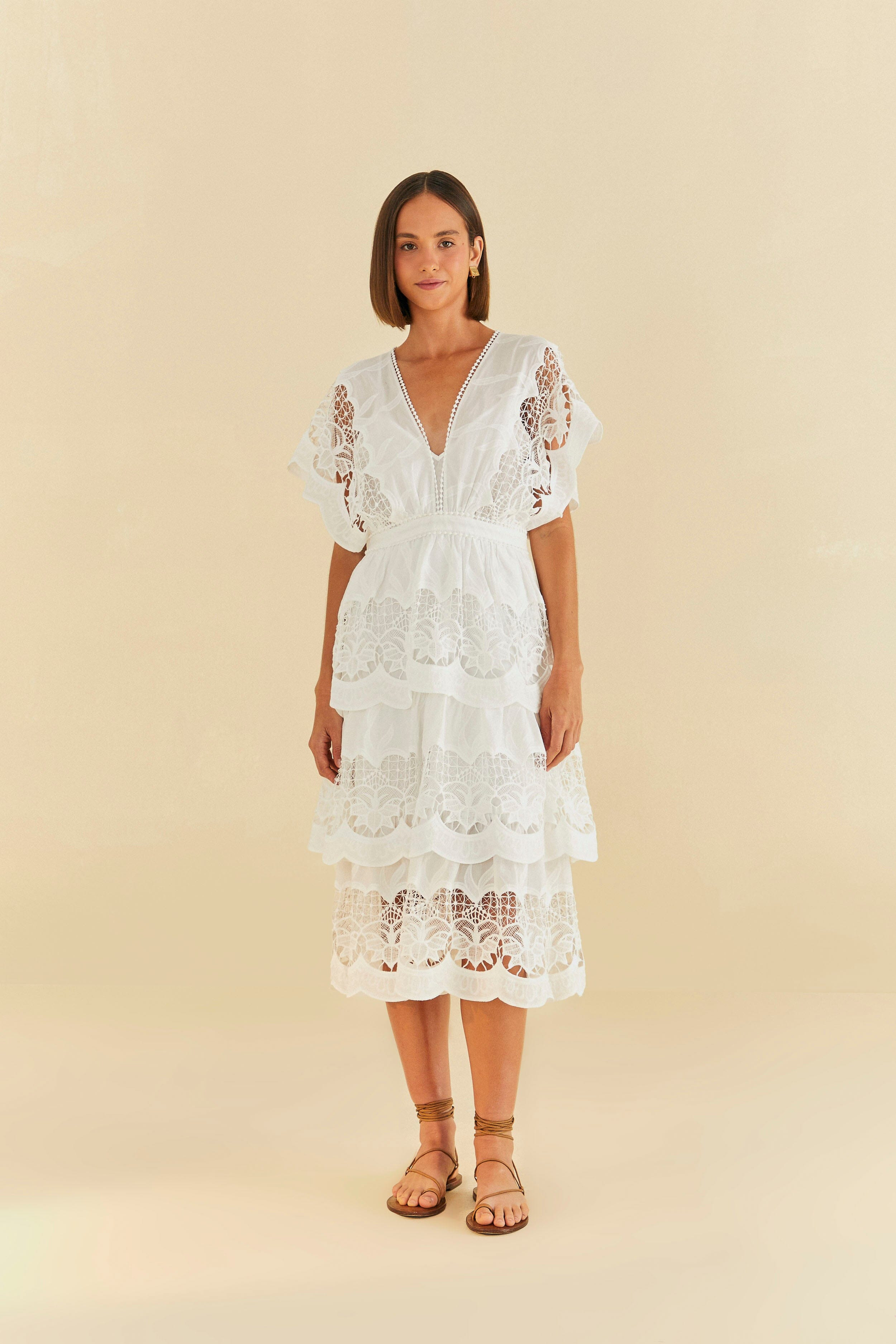Off-White Richelieu Midi Dress | FarmRio (US)