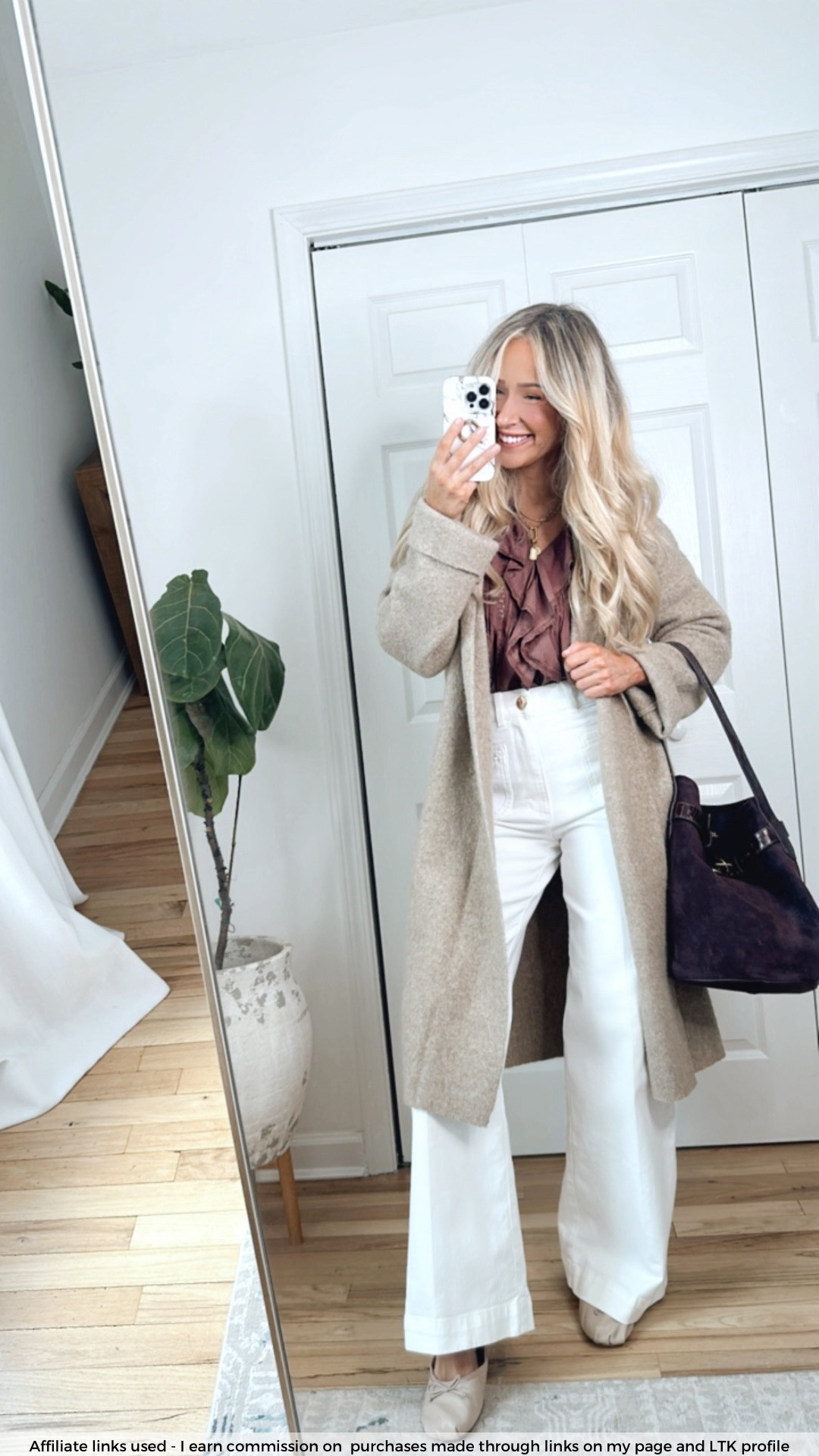 Spring transition outfit

Amazon duster cardigan sweater
H&M white jeans 

