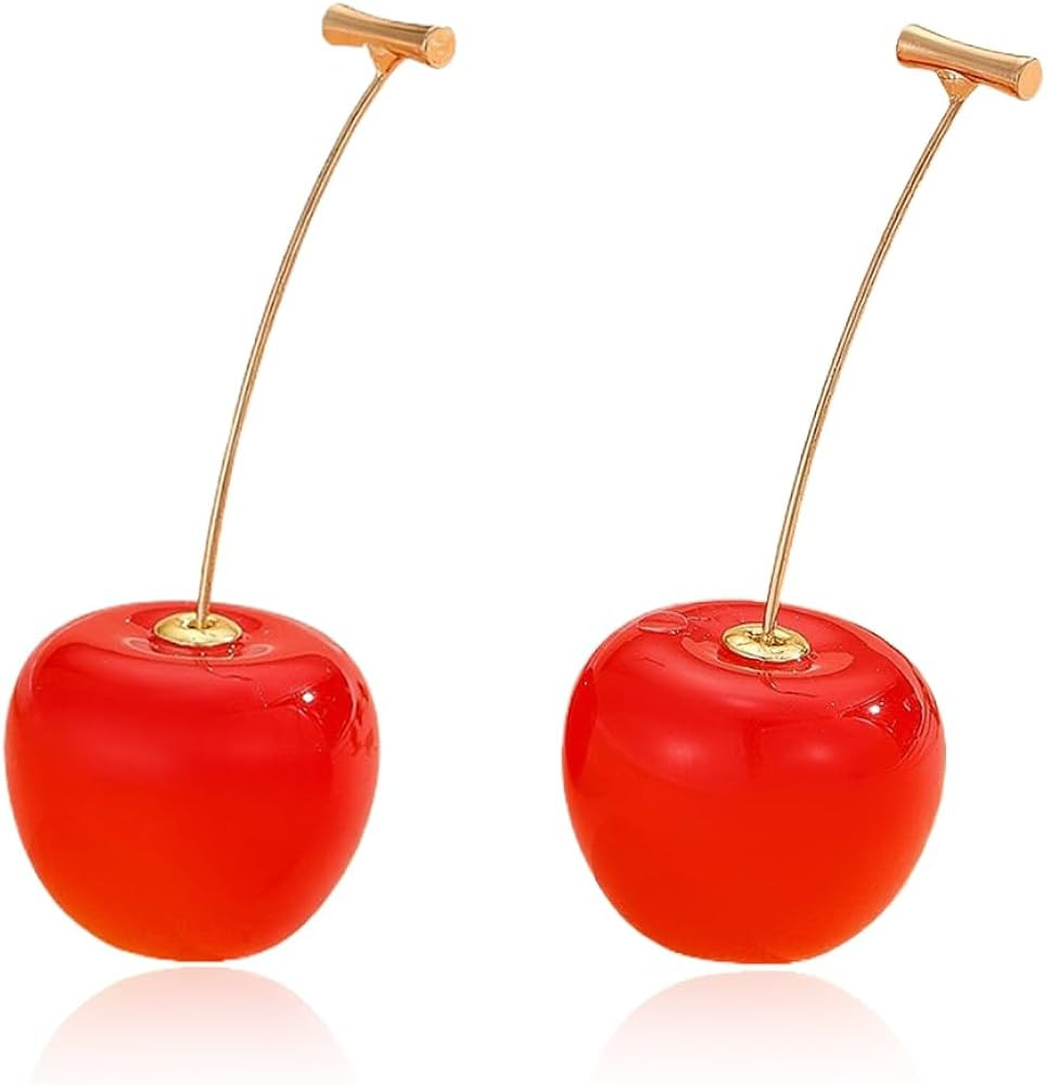 Cherry Earrings for Women Fun Fruit Drop Dangle Earrings Cute 3D Red Cherry Jewelry Unique Fruit ... | Amazon (US)