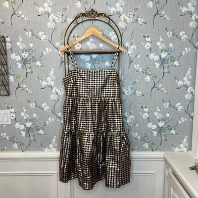 J Crew Black and Gold Checkered Sleeveless Tiered Dress - Size 12 - NWT  | eBay | eBay US