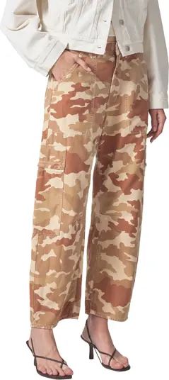 Marcelle Camo Print Low Rise Barrel Cargo Jeans | Nordstrom