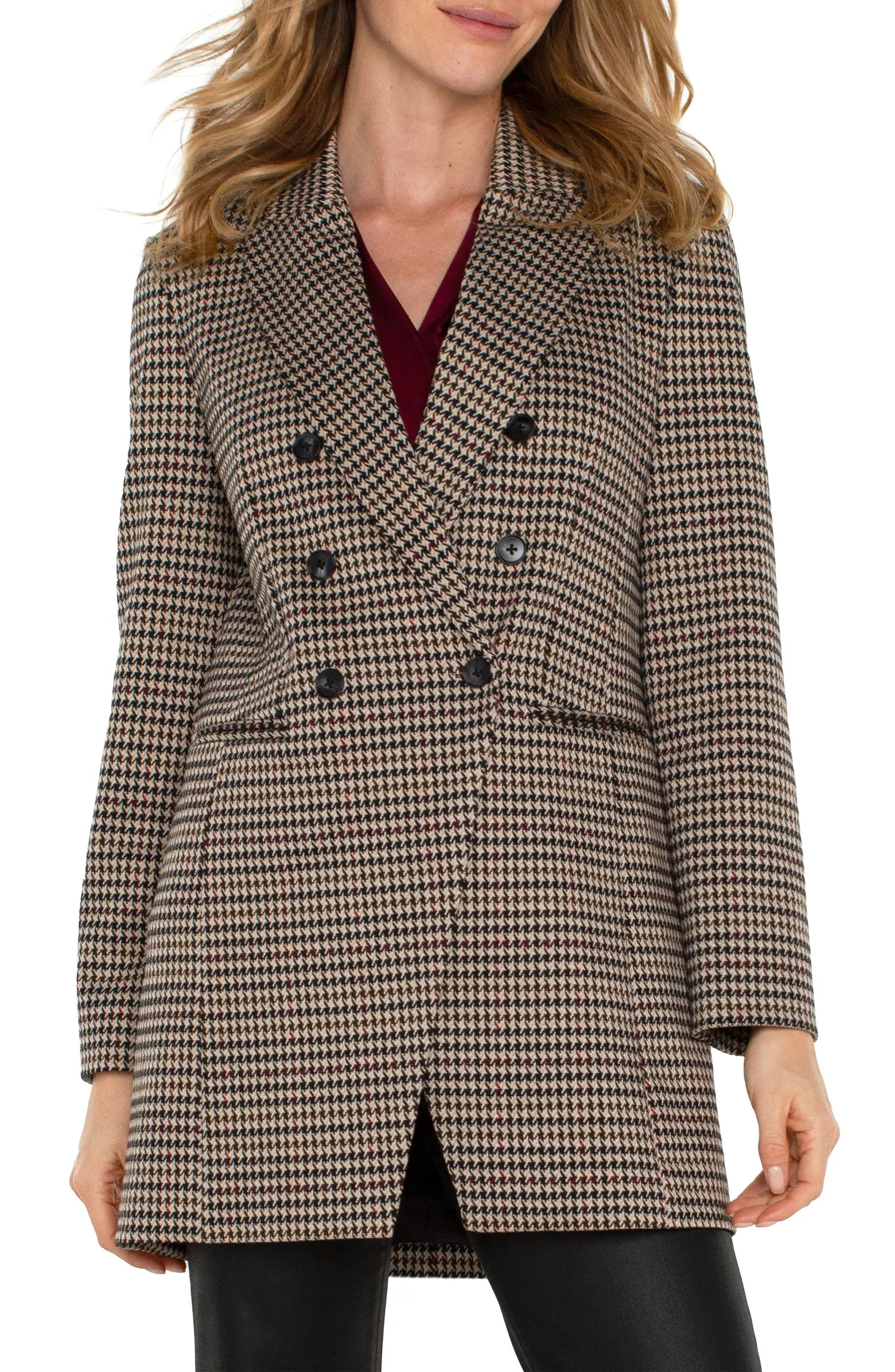 Liverpool Los Angeles Houndstooth Double Breasted Coat | Nordstrom | Nordstrom