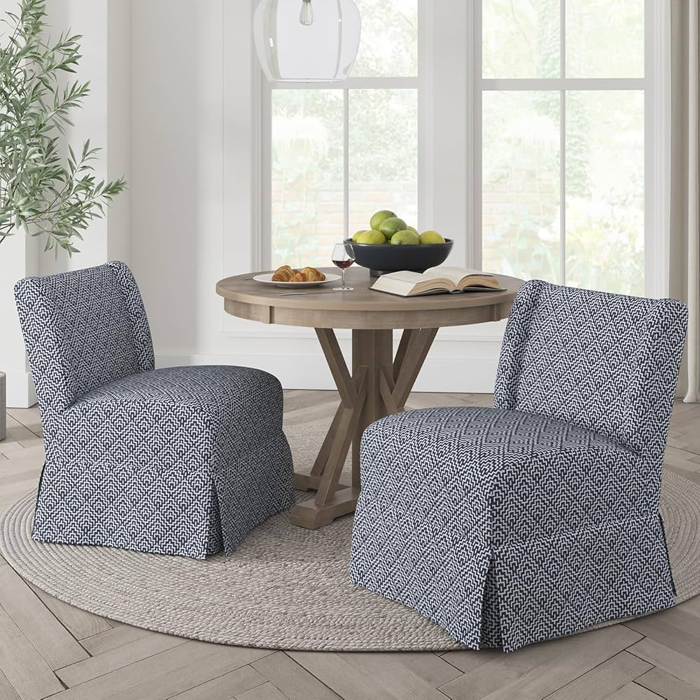 HULALA HOME Armless Accent Chair Set of 2,Transitional Slipper Chair with Washable Floral Slipcov... | Amazon (US)