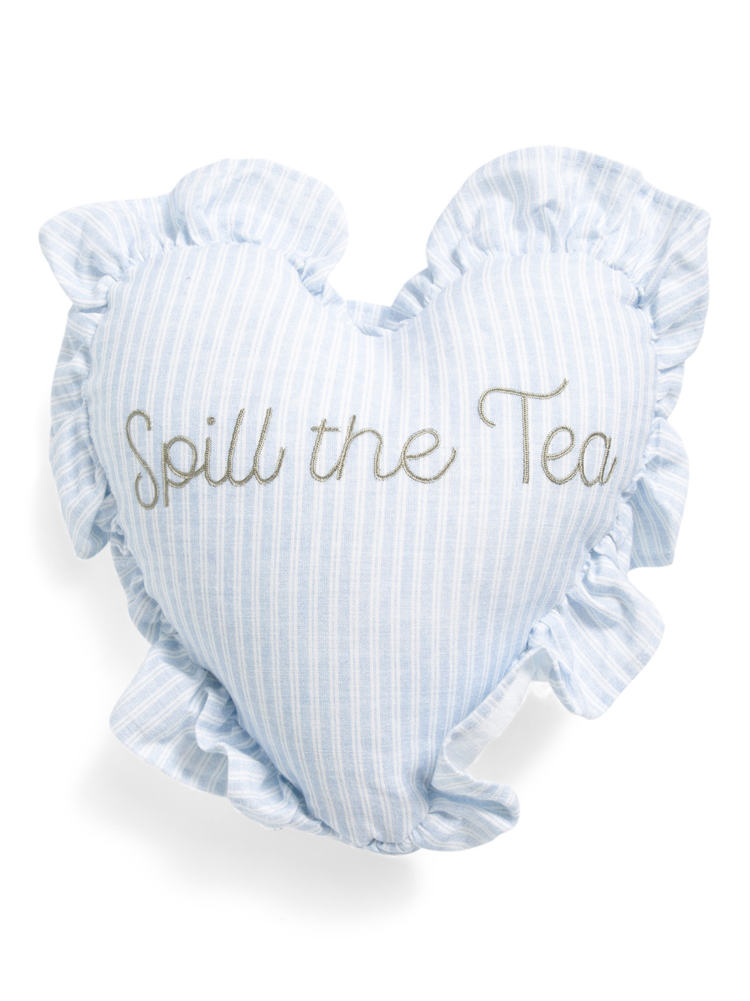 12x12 Spill The Tea Embroidered Striped Heart Ruffle Pillow | Throw Pillows | Marshalls | Marshalls
