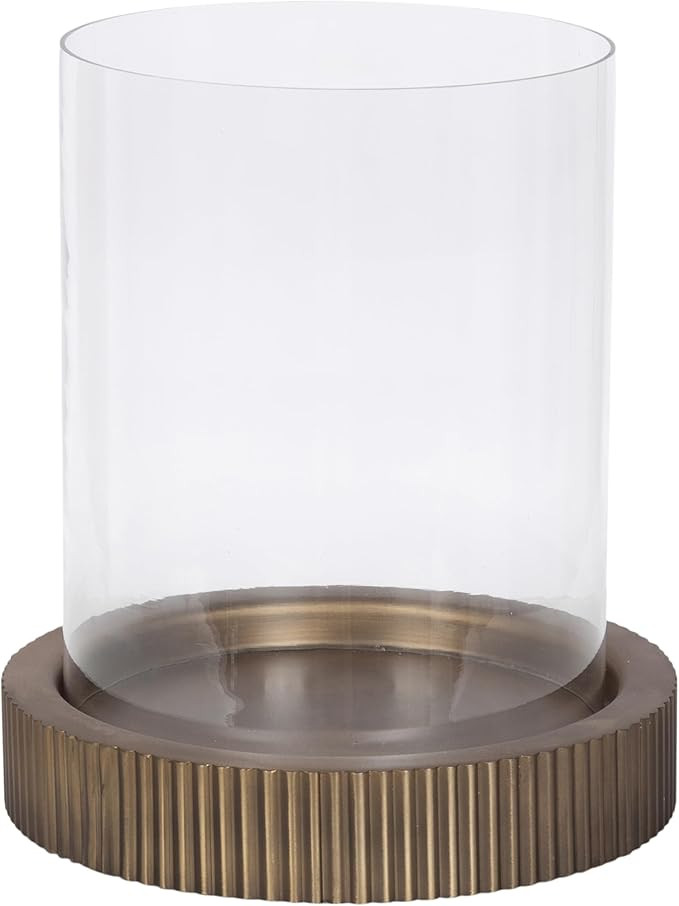 Kate and Laurel Rooks Modern Large Metal Pillar Candle Holder with Hurricane, 10 Inch Diameter, A... | Amazon (US)