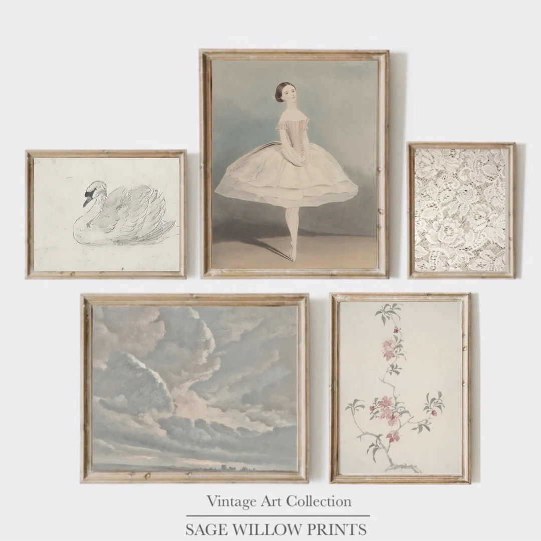 Vintage Nursery Gallery Wall Art Set of FIVE Vintage Prints - Etsy | Etsy (US)