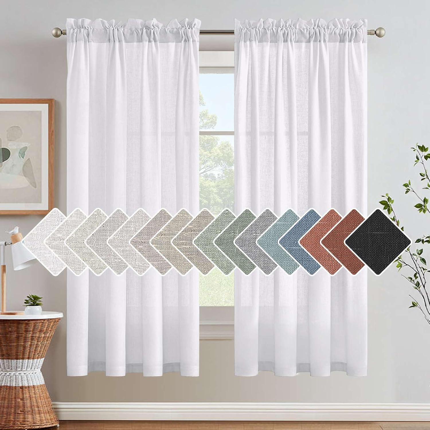 Linen Curtains Elegant Natural Linen Blended Curtains Energy Efficient Light Filtering / Rod Pock... | Amazon (US)
