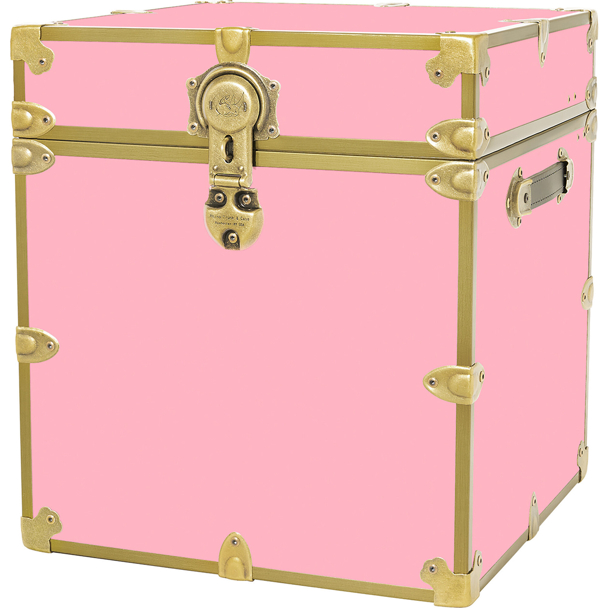 Rhino Cube Embossed Vinyl Trunk, Pink With Antique Brass Trim | Maisonette