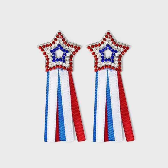 Americana Star Ribbon Drop Earrings - Red/White/Blue | Target