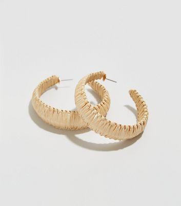 Cream Raffia Woven Chunky Hoop Earrings | New Look | New Look (UK)