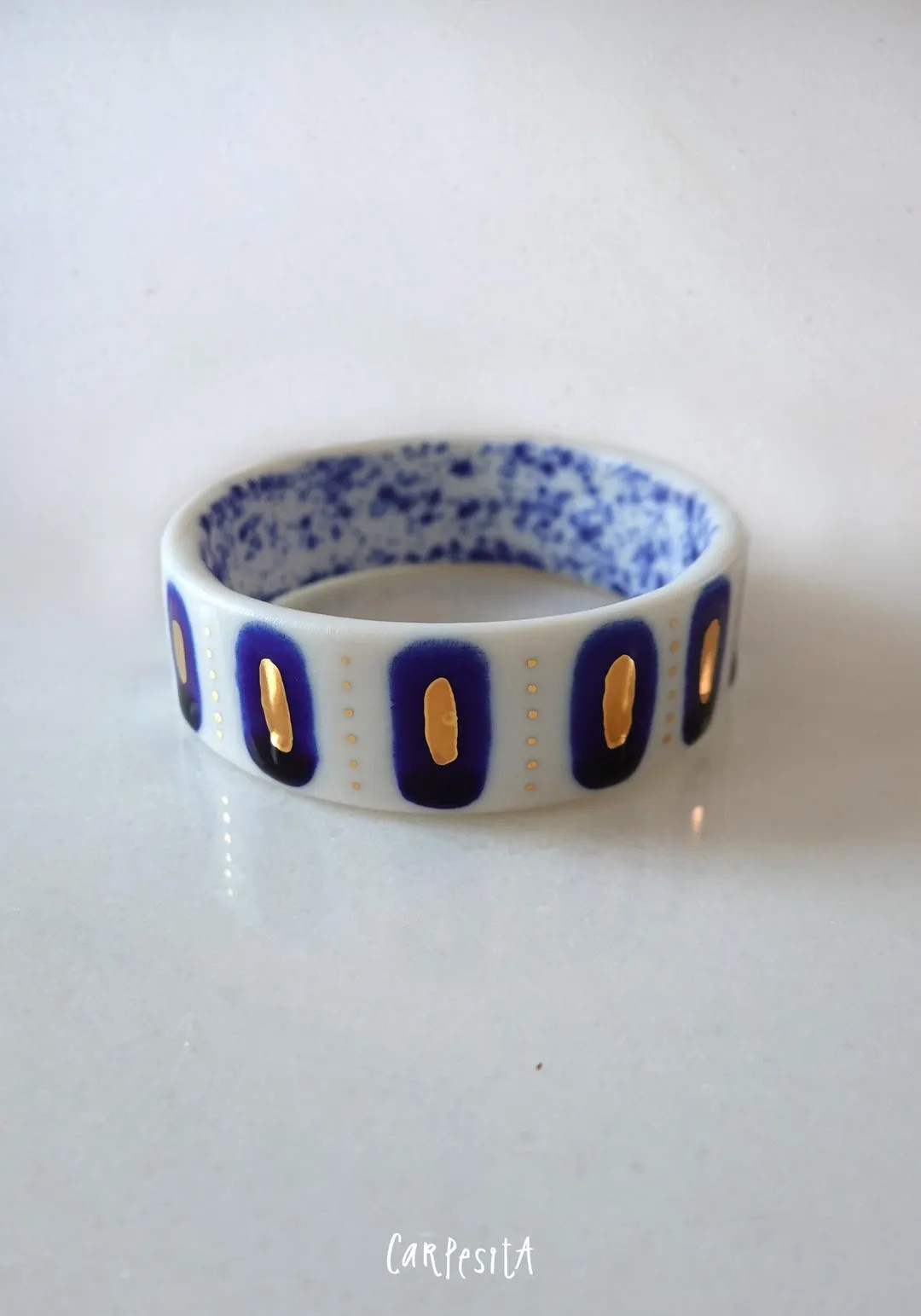 Handmade Porcelain Bangle Bracelet, Navy Blue, One of a Kind Jewelry - Etsy | Etsy (US)