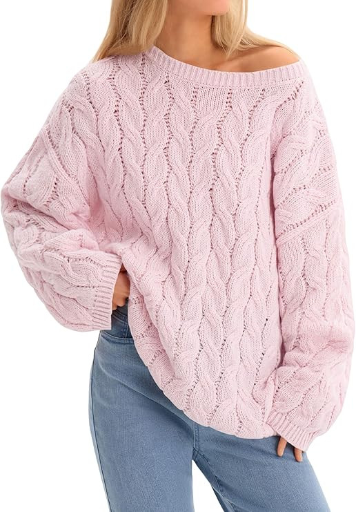 Cicy Bell Womens Oversized Cable Knit Sweaters Long Sleeve Crewneck Chunky Loose Fit Pullover Top... | Amazon (US)